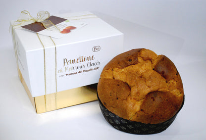 Panettone ai Marrons Glacés con crema spalmabile alla farina di castagne