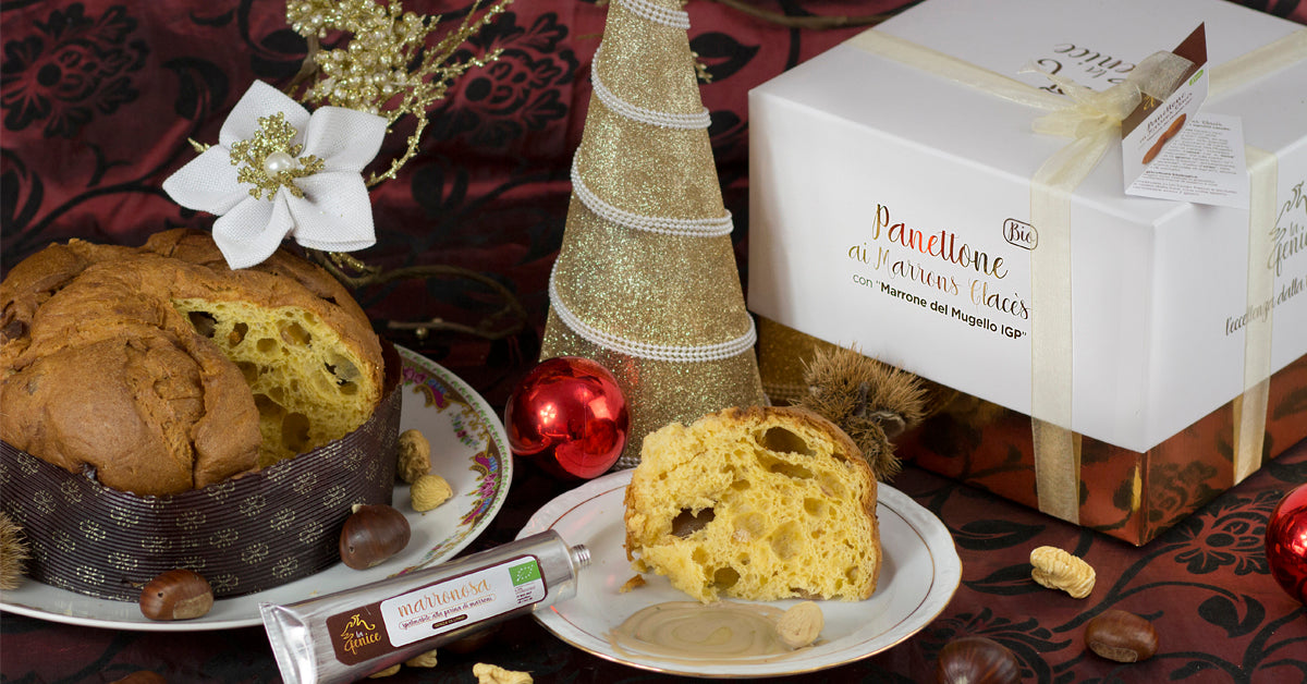 Panettone ai Marrons Glacés con crema spalmabile alla farina di castagne